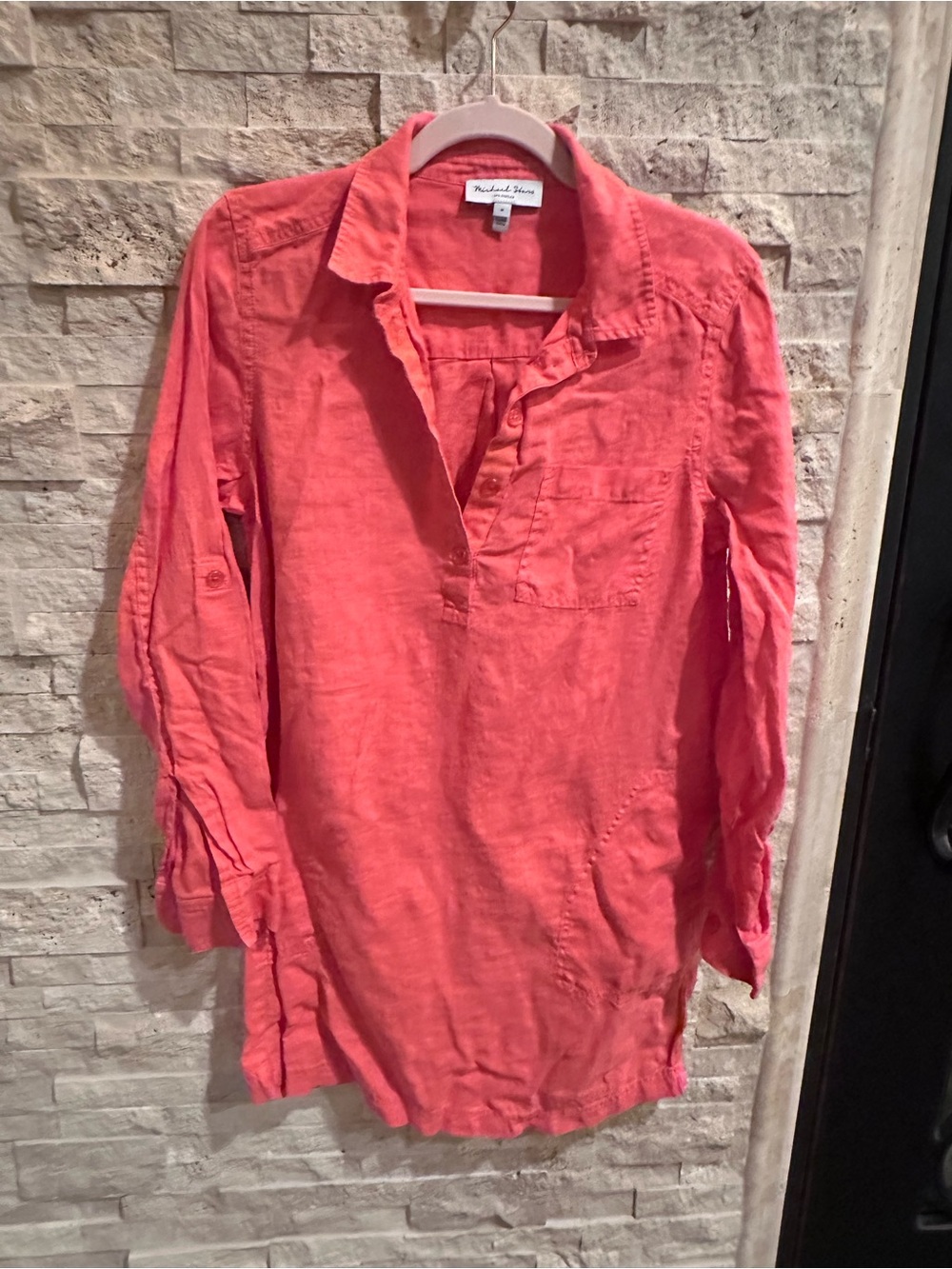 Michael Stars Coral Linen - Long Sleeve Dress